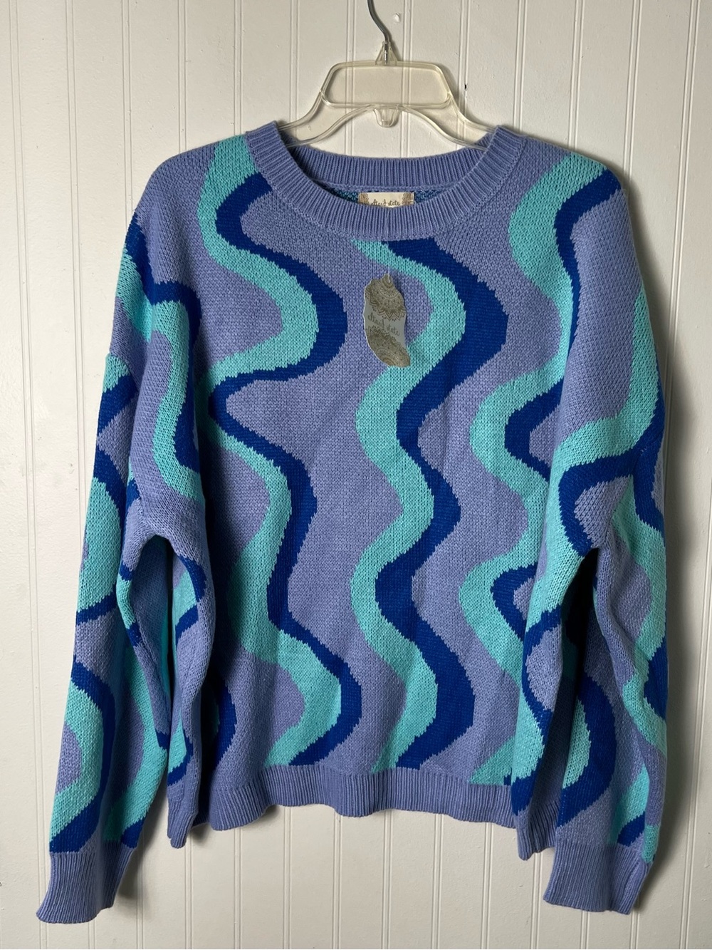 Altar’d State Retro Geo Wavy Oversized Crewneck Sweater Small
